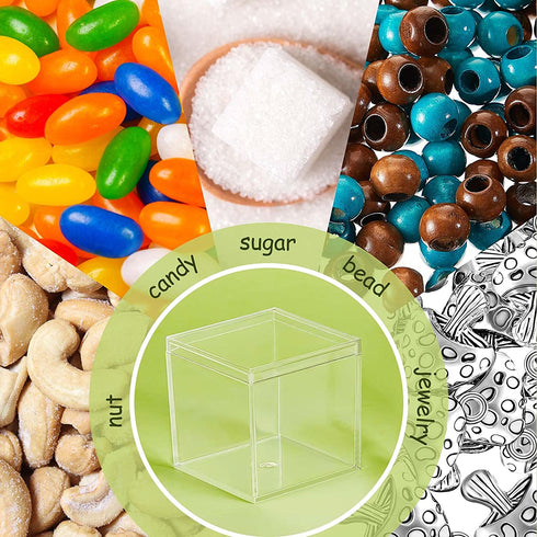 8 Pieces Clear Acrylic Plastic Square Cube Jewelry Box Mini Storage Box Mini Square Containers with Lids Storage Candy Box for Candy Pill and Tiny Jewelry (2.6 x 2.6 x 2.6Inch)