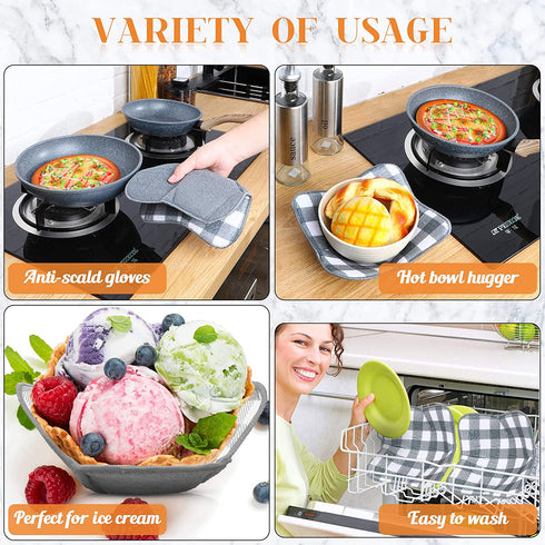 Hot Bowl Holder Microwave Safe Holder Multipurpose Hot Heat Proof Plate Holder to Prevent Hand from Heat and Maintain Food Warm for Heat Soup Food Meal (Grey,5 Pieces)