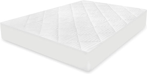Soft-Tex Restonic 300 Threadcount Striped Mattress Pad, King, White