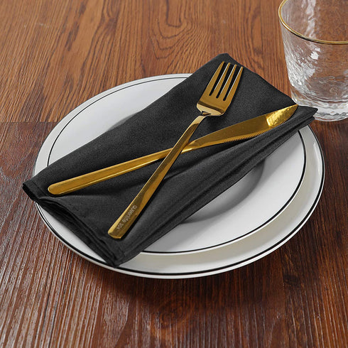 Cloth Napkins 17x17 inch 25 Packs Washable Polyester Dinner Napkins Soft Table Napkins for Wedding Party Dining Banquet(Black,25PCS)