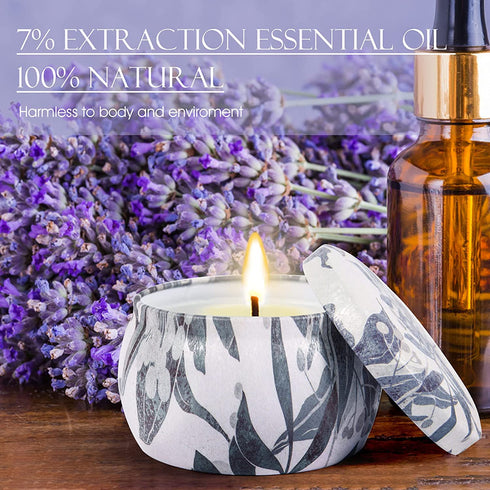 Scented Candles Aromatherapy Candles Set for Home Scented 4.4 Oz Soy Wax Jar Candles 4 Packs Portable Travel Tin Candles for Stress Relief, Home Decor, Meditation, Bath, Birthday, Christmas Gifts