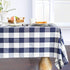 Wracra Checkered Tablecloth Cotton Linen Buffalo Plaid Rectangle Table Cloth Washable Wrinkle Free Anti-Fading Outdoor & Indoor Dining Table Cover, Navy Blue, 55 × 71 Inch