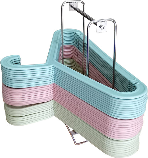 Hanger Stacker Caddy Holder Storage Stainless Steel Clothes Hanger Organizer Rack for Closet Tidier Laundry Room (Silver-1 Pack)