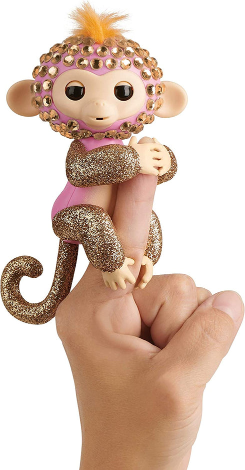 WowWee Fingerlings Monkeys - Fingerblings - Glimmer (Pink/Rose Gold) - Friendly Interactive Toy