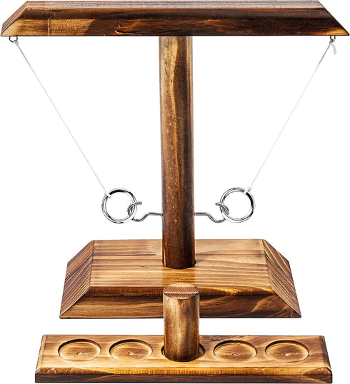 Ring Toss Game, Ring Toss with Shot Ladder, Fun Hook and Ring Game, Handmade Wooden Interactive Game for Home and Party