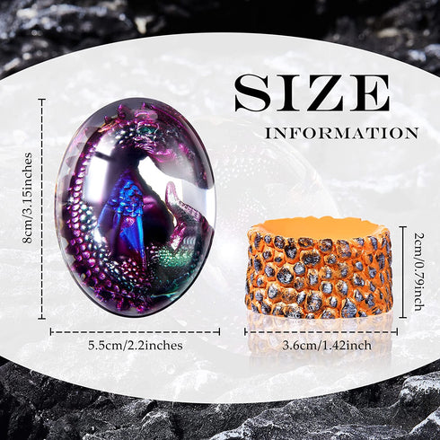 Dragon Egg Ornament, Crystal Transparent Resin Dragon Statue Egg, Exquisite Dragon Egg with Circular Base for Living Room, Bedroom, Office Outdoor Indoor Decoration (Chic Style)
