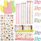 Cat Adhesive Notes Pen Set, Cat Self-Stick Page Flags with 9 Cat Gel Ink Pens 30 Cat Shaped Paper Clips and Cartoon Cat Stickers, Cat Index Tabs Kits for Home School Office