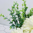 LADADA Artificial Flower Hydrangea and Small CeramicVase Fake Plant Eucalyptus Leaf Berry Flower Arrangement for Home Decoration (White)