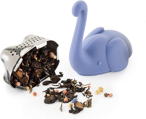 TrueZoo Elephant Tea Infuser, Stainless Steel and Silicone, Blue, Set of 1 Loose Leaf Tea Strainer