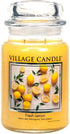 Village Candle Fresh Lemon Large Apothecary Jar, Scented Candle, Yellow, 21.25 oz.