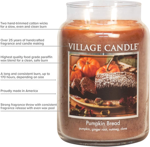 Village Candle Warm Buttered Bread Large Glass Apothecary Jar Scented Candle, 21.25 oz, Brown