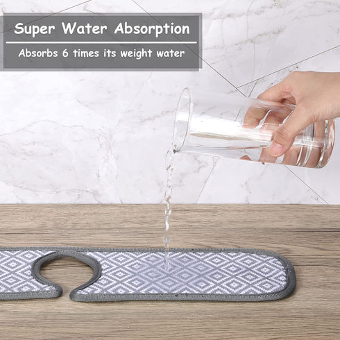 2 Pieces Faucet Absorbent Mat Kitchen Faucet Sink Splash Guard Microfiber Cleaning Cloth Pads for Faucet Grey Wraparound Absorbent Mat for Kitchen Faucet RV Water Stains Preventer (18 x 4 Inch)