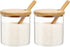UPKOCH 2pcs Condiment Spice Jars Glass Condiment Seasoning Container Pots with Spoon Wood Lids Storage Canister for Kitchen