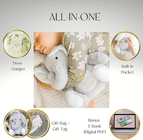 Elephant Tooth Fairy | Pillow for Girls | 10" Tooth Fairy Pillow Boy | Tooth Fairy Kit w/ Door Hanger & E-BOOK | Tooth Fairy Gifts for Girls | Tooth Holder for Tooth Fairy for Boys | Tooth Fairy Pouch