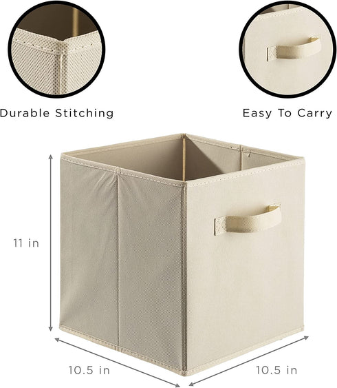 Sorbus Foldable Storage Cube Basket Bin, 6 Pack, Beige