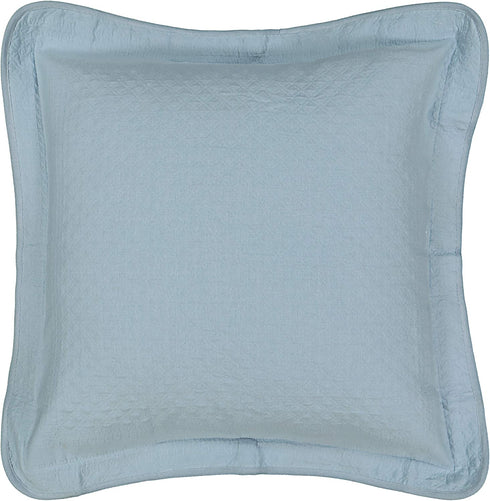 HISTORIC CHARLESTON King Charles Classic European Matelasse Cotton Decorative Pillow Case, Euro Sham (26" x 26"), Blue
