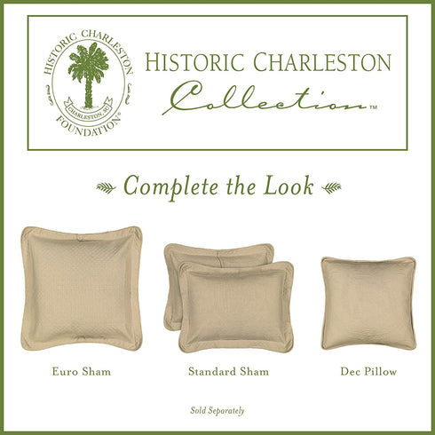HISTORIC CHARLESTON King Charles Classic European Matelasse Cotton Decorative Pillow Case, Euro Sham (26" x 26"), Blue
