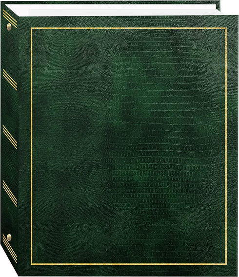 Magnetic Self-Stick 3-Ring Photo Album 100 Pages (50 Sheets), Hunter Green