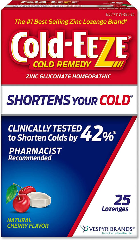Cold-EEZE Natural Cherry Zinc Lozenges, Homeopathic Cold Remedy, Reduces Duration of the Common Cold, Sore Throat, Cough, Congestion and Post Nasal Drip, No.1 Best Selling Zinc Lozenge Brand, 25 Count