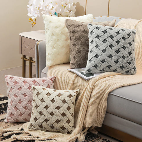 Skrwadi Pack of 2 Throw Pillow Covers,Faux Fur Throw Pillowcovers Cushion Covers Luxury Soft Decorative Pillowcase Fuzzy Pillow Covers for Bed/Couch,20x20 Inch Dark Grey