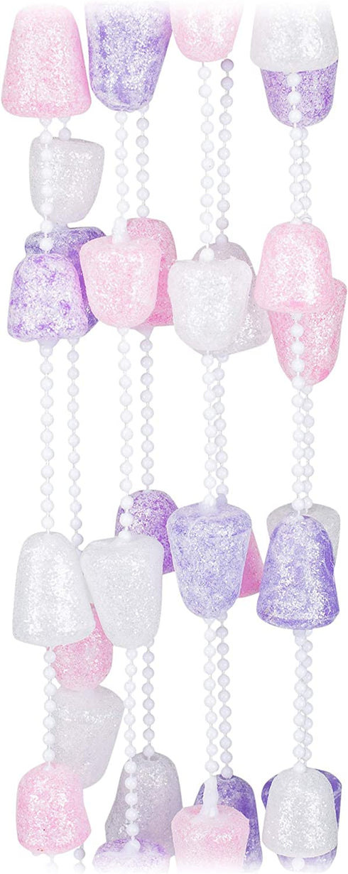 Kurt Adler Pink Purple and White Glittered Gum Drop Garland 9 Feet Long H2051 New
