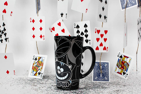 Gift Republic GR450029 Cheshire Cat Heat Chaning Mug, Large, BLACK