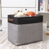 DULLEMELO Large Collapsible Storage Basket/Bin with Durable Leather Handles, Fabric Organizer Bin for Storage Clothes, Toys, Books, Office, Bedroom, Closet, Nursery & Laundry (Black&Gray)