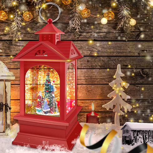 Christmas Water Glittering Snow Globe Lantern, Battery Powered Festival Ornament and Gifts for Adults and Children