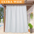 RYB HOME White Outdoor Curtains - Extra Wide Waterproof Windproof Privacy Sun Block UV Protection Drape for Backyard Gazebo Pergola Patio, Width 100 x Length 95, Grayish White