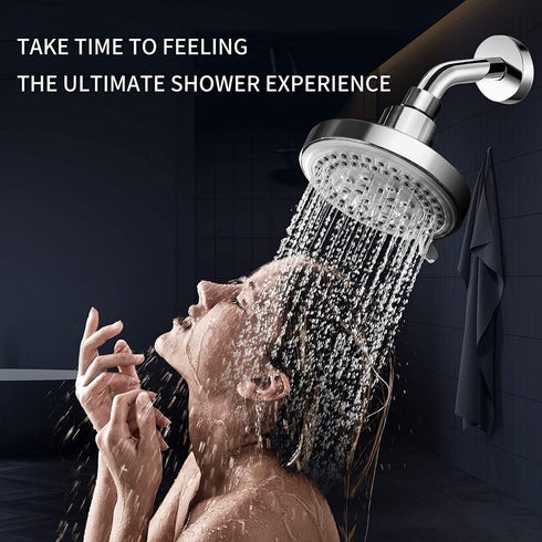 Fixed Shower Head 4 Inch with 5 Functions - AMAZINGAQUA 2021 Newest High Pressure Rainfall Shower Head Wall Mount Bathroom Shower Heads High Flow Rain Shower Head - Chrome