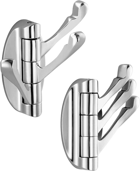 KOKOSIRI Swivel Hooks Solid Metal Foldable Towel Hooks with Multi Three Rotating Arms Swing Arm Triple Robe Hook Hanger, Wall Mounted, Polished Chrome, B1009CH-P2