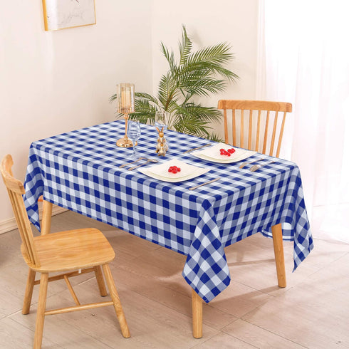 Hiasan Royal Blue Checkered Tablecloth Rectangle - Wrinkle Resistant, Stain Resistant and Waterproof Gingham Table Cloth for Kitchen, Dining and Picnic, 60 x 102 Inch