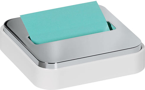 Post-it Dispenser Sticky Dispenser, 3x3 in, White & Silver, Easy One Handed Dispensing (STL-330-W)