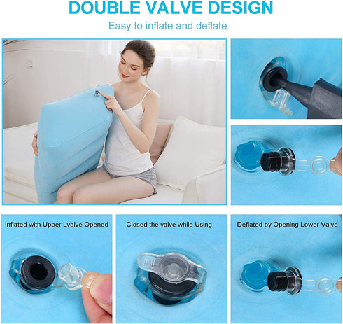 Antdvao Inflatable Leg Pillows, Comfort Leg Wedge Pillow for Raising Legs and Kneehelps Relieve Edema, Light and Portable, Wedge Pillow Leg Necessary for Travel