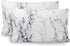 Elegant Comfort Luxury Ultra-Soft 2-Piece Pillowcase Set 1500 Thread Count Egyptian Quality Microfiber Double Brushed-Wrinkle Resistant, Standard Size, Marble Pattern White