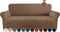 Luxurlife Premium Thickened Sofa Covers for 3 Cushion Couch 1-Piece High Stretch Couch Cover Sofa Slipcover for Pets Furniture Protector with Unique Checkered Pattern Spandex Fabric (Large, Camel)