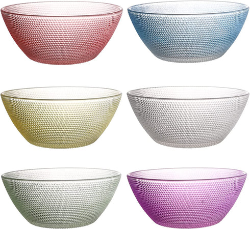 Hedume Set of 12 Colorful Glass Bowls, 8.5 OZ Glass Prep Bowls, Stackable Glass Salad Bowl, Glass Prep Bowls Serving Bowls for Kitchen Prep, Dessert, Dips, Candy, Nuts, Snack