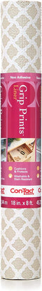 Con-Tact Brand Grip Prints Durable Non-Adhesive Non-Slip Shelf and Drawer Liner, 18" x 8', Talsiman Pale Gray