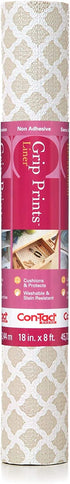 Con-Tact Brand Grip Prints Durable Non-Adhesive Non-Slip Shelf and Drawer Liner, 18" x 8', Talsiman Pale Gray