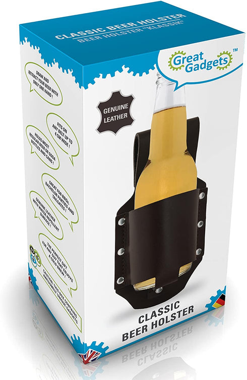 GreatGadgets Classic Beer Holster, Leather, Espresso Brown