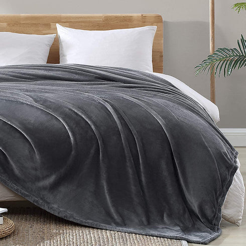 Hansleep Flannel Fleece Throw Blanket Twin Size, Super Soft Fluffy Bed Plush Blanket Throw, Luxury Fuzzy Cozy Couch Blanket for All Seasons (Grey, Twin 60x80)