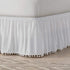 EASY FIT Pom Pom Elastic Wrap Around Bed Skirt, Easy On/Off Dust Ruffle (18-Inch Drop), Queen/King, White