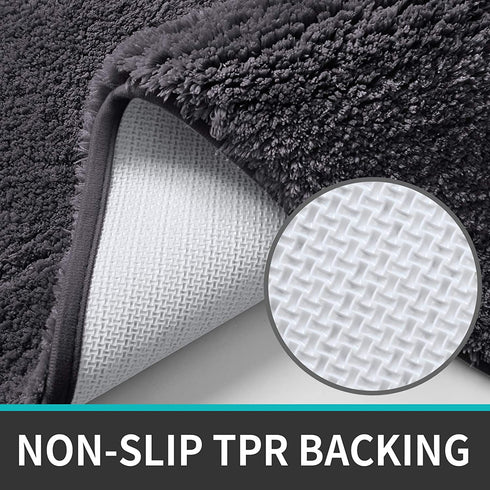 DEXI Bathroom Rug Mat, 24x16, Extra Soft and Absorbent Bath Rugs, Machine Wash Dry, Non-Slip Carpet Mat for Tub, Shower, and Bath Room, Charcoal