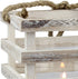 Stonebriar SB-5080B Worn White Wooden Beach House Candle Lantern with Rope Handle and Removable Glass Cylinder Hurricane, MEDIUM