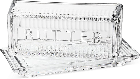 Abbott Collection Quarter Lb Glass Butter Dish with Cover, 7 inches Long, Clear