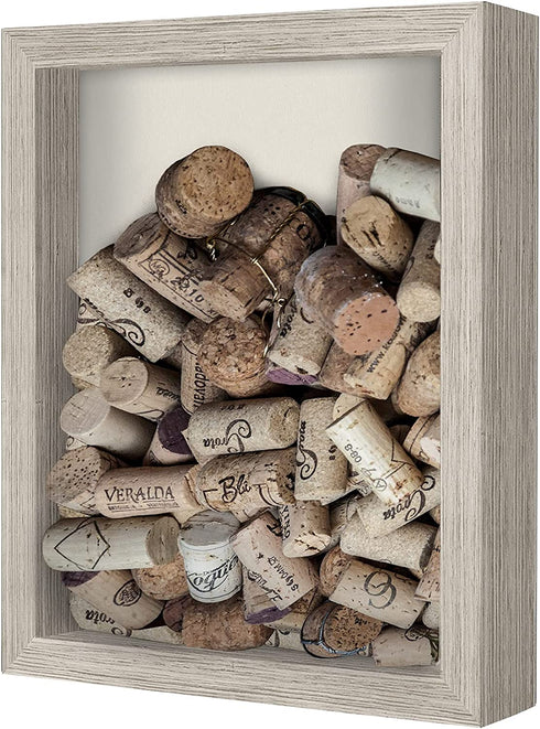 Americanflat 8.5x11 Shadow Box Frame in Drift wood with Soft Linen Back - Composite Wood with Polished Glass for Wall and Tabletop