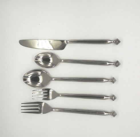 Stainless-Steel 5 Piece Premium Flatware Sets Including 2 Spoon 2 Fork and 1 Knife Easy Grip