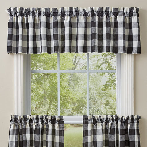 Park Designs Wicklow Check Valance - 72''L - Black & Cream
