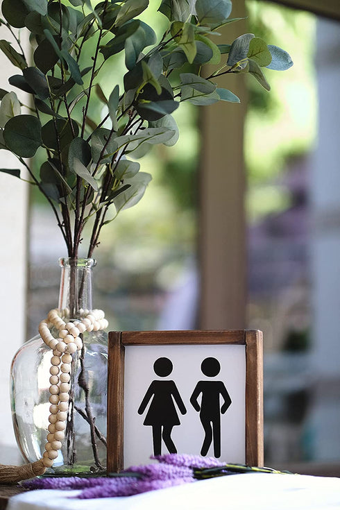 Lavender Inspired Farmhouse Bathroom Signs-Cute Bathroom Wall Decor-Half Bath Signs Funny- Wooden Framed Unisex Toilet Decor-Restroom Sign-Guests Bath-Housewarming Gifts 8x8 Inch
