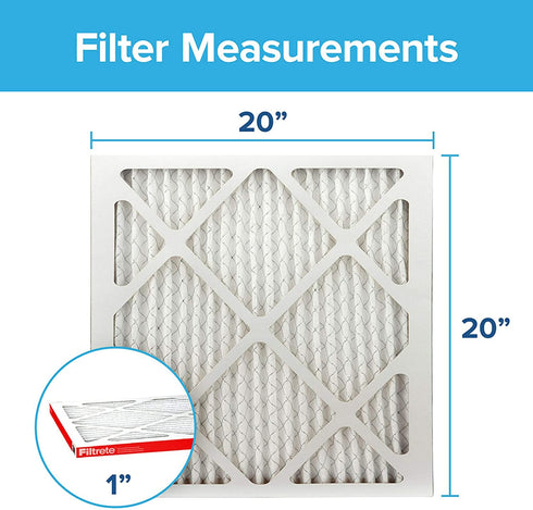 Filtrete 20x20x1, AC Furnace Air Filter, MPR 1000, Micro Allergen Defense, 2-Pack (exact dimensions 19.719 x 19.719 x 0.84)